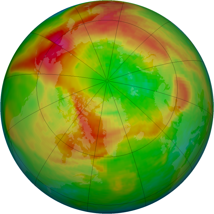 Arctic ozone map for 25 March 1994